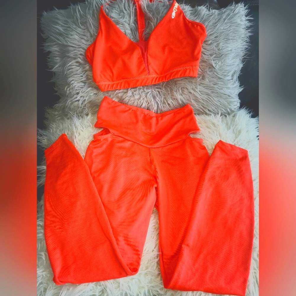 Zion  orange gym pants and top
